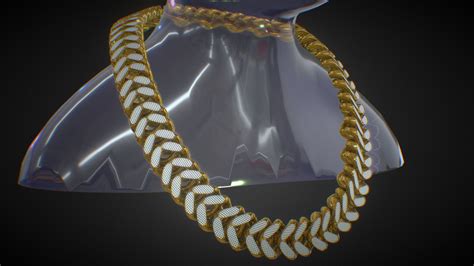 Gold Interlocking Link Chain Textured Diamonds Buy Royalty Free 3d