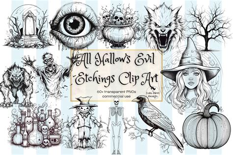 All Hallows Evil Etching Clip Art Bumper Pack Etsy