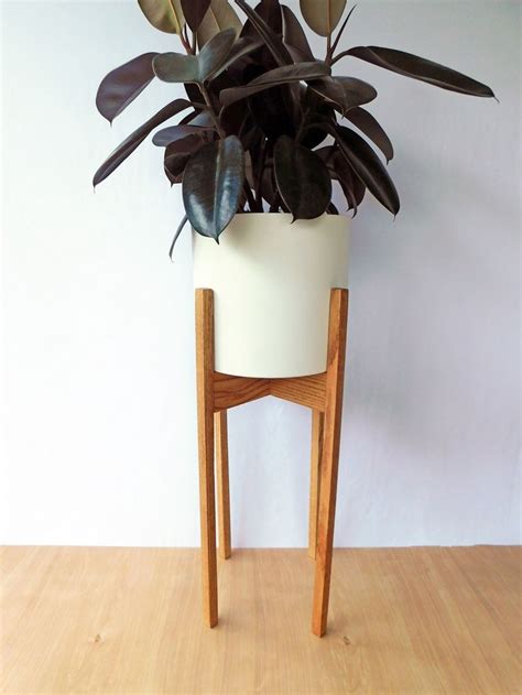 Extra Tall Mid Century Modern Plant Stand in Oak Wood | Etsy | Modern
