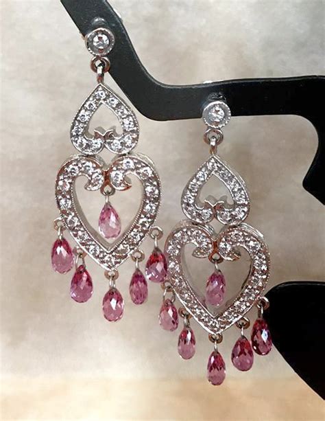 Pink Sapphire And Diamond Chandelier Earrings Heidi Designz