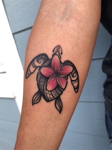 Tribal Turtle With Plumeria Turtle Tattoo Designs Tribal Flower