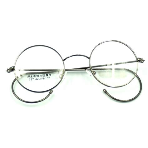 42mm Antique Vintage Metal Round Gray Wire Rim Eyeglasses Frame