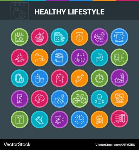 Healthy Lifestyle Colorful Icons Royalty Free Vector Image