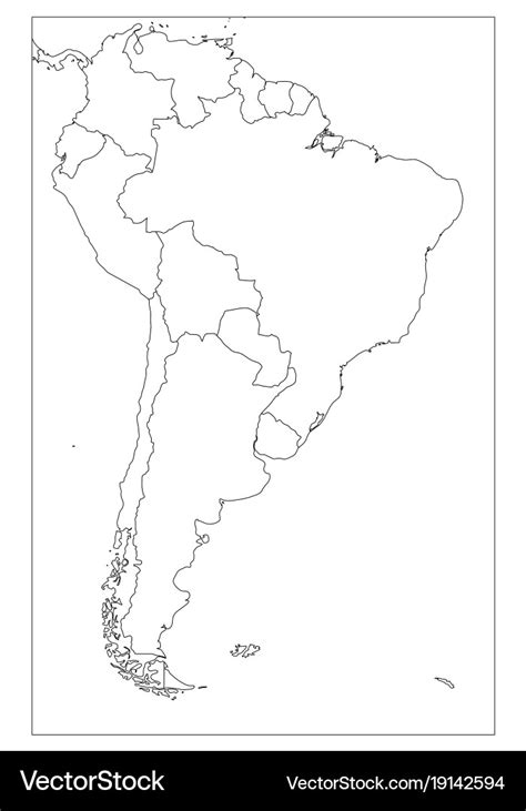 Blank Political Map Of South America 3d Earth Vector Image Porn Sex