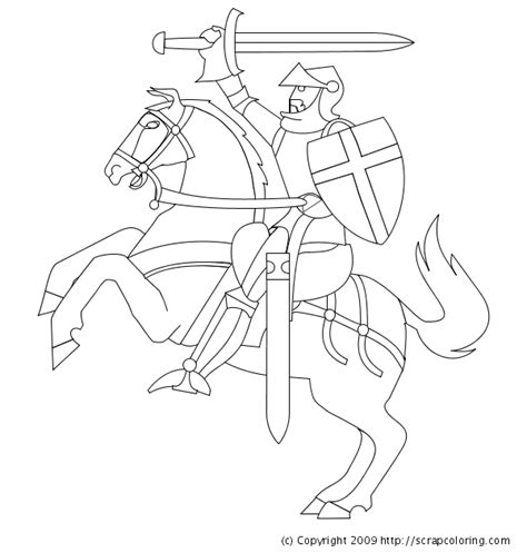 Once colored, the knight will be ready to stop barbarians. Knight Horse Coloring Pages Sketch Coloring Page
