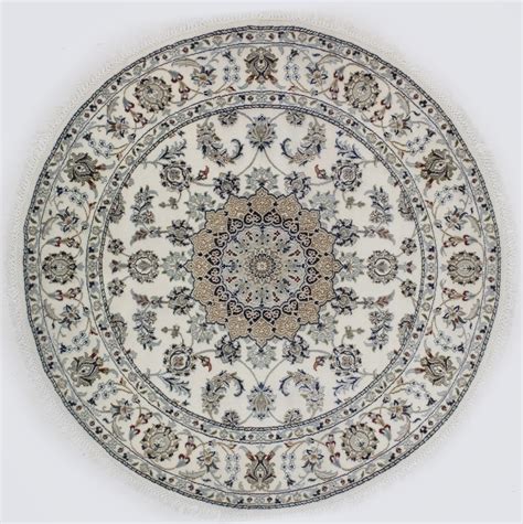 Area rugs add sophistication and comfort to any space. New Ivory Hand-Knotted 5X5 Traditional Nain Wool & Silk ...
