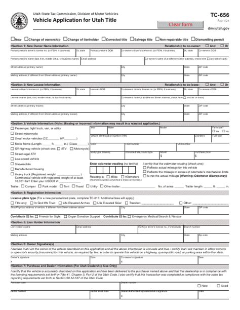 Form Tc 656 Download Fillable Pdf Or Fill Online Vehicle Application
