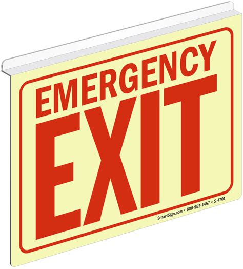 Emergency Exit Sign Glow Z Sign For Ceiling Sku S 4701