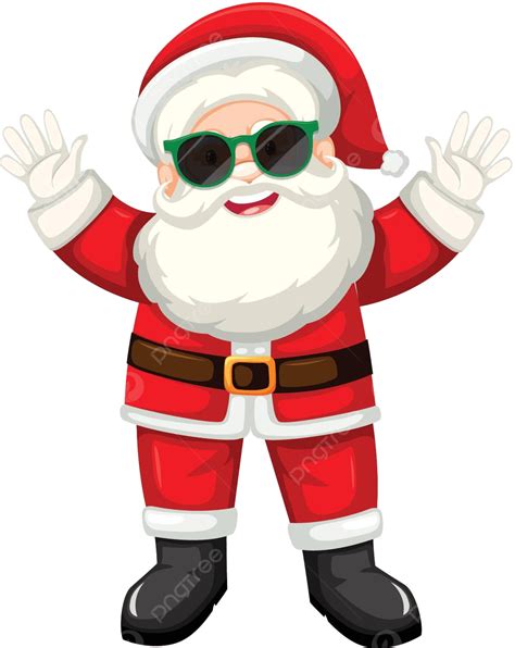 Happy Santa With Sunglasses Sunglasses Christmas Drawing Vector