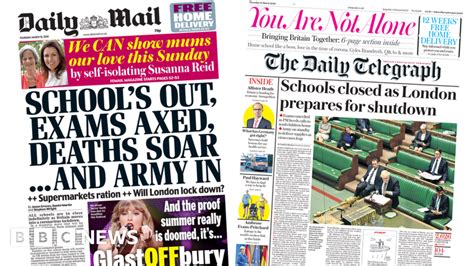 Newspaper Headlines Uk Schools Close As London Prepares For Shutdown