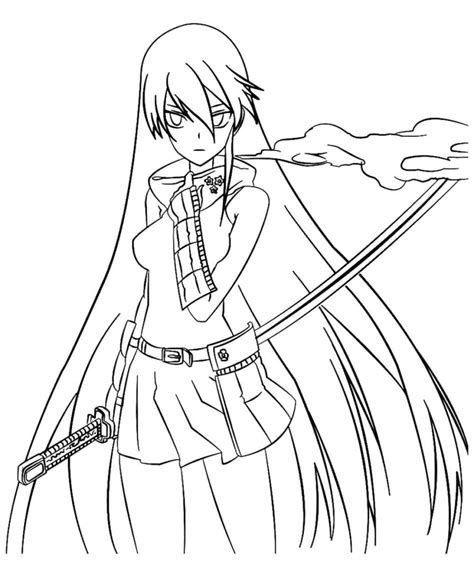 Anime Warrior Girl Coloring Page Free Printable Coloring Pages