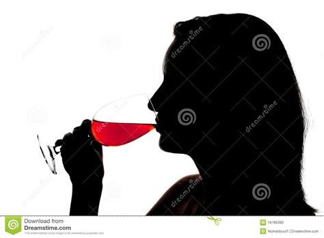 Silhouet Van Vrouwen Degusting Wijn Stock Foto Image Of Concepten Hoofd