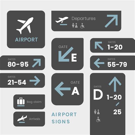 Airport Signs Icon Vector Set Download Free Vectors Clipart Graphics