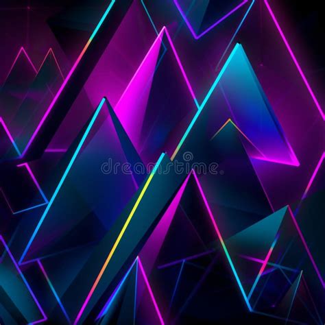 Overlapping Neon Triangles Abstract Wallpaper Stock Illustration