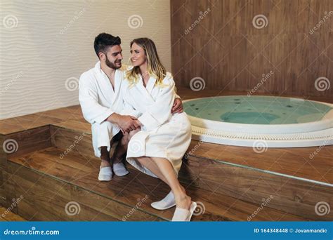 Couple Enjoying Treatments And Relaxing At Wellness Spa Center Stock Photo Image Of Bodycare