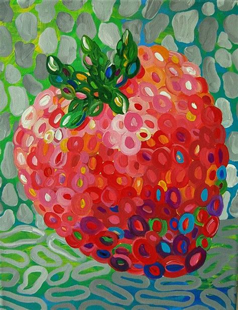 Abstract Strawberry Painting Tracy Hall Contemporary Fine Art