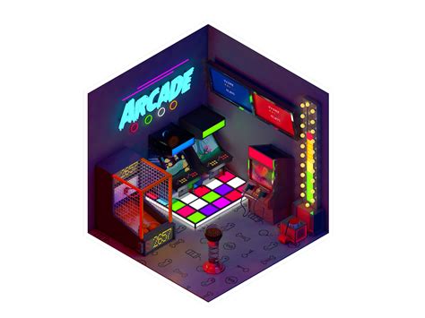 Isometric Arcade On Behance Arcade Room Arcade Game Room Design
