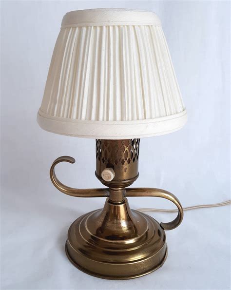 Vintage Brass Small Electric Desk Table Lamp With Lamp Shade Etsy
