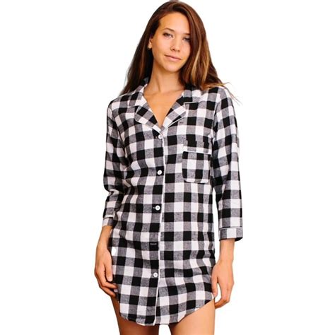 Belles Design Womens Long Sleeve Flannel Plaid Button Down Sleep Shirt