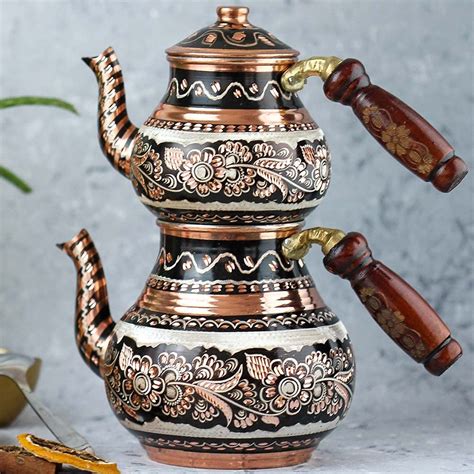 Buy Copper Turkish Teapot Tea Kettle Pots Set For Stove Top Stovetop
