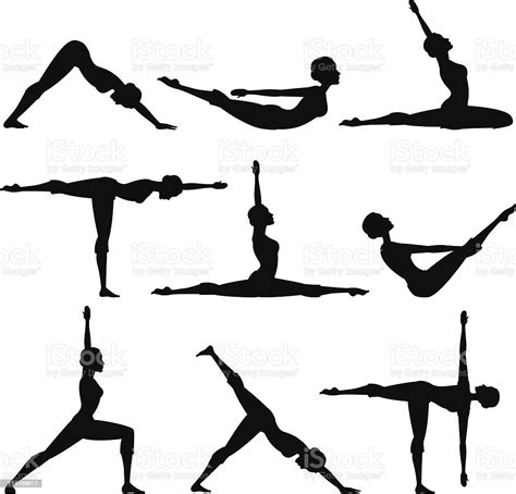 Yoga Silhouettes Stock Illustration Download Image Now Yoga Vector