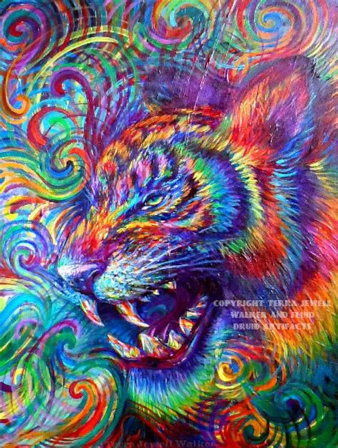 Psychedelic Tiger Fine Art Print Visionary Art Crystal Fangs Etsy