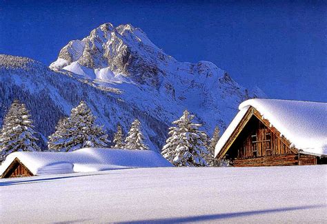 Beautiful Mountain Scenery With Cabins Best Free Hd