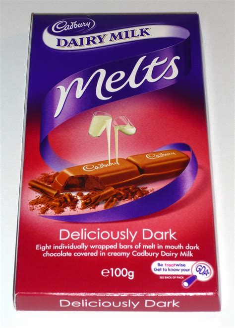 The most popular form of chocolate in many countries. Cadbury Dairy Milk Melts - Deliciously Dark