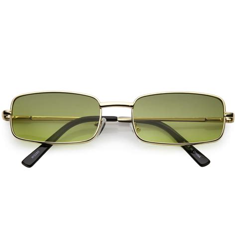 Sunglassla Classic Small Metal Rectangle Sunglasses Neutral Colored