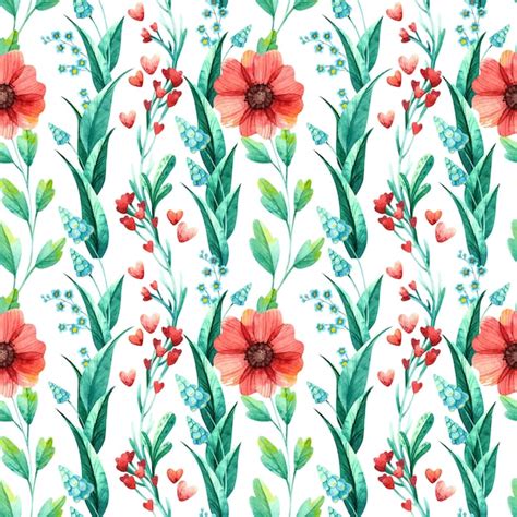 Premium Vector Floral Seamless Pattern Botanical Watercolor