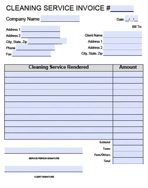Cleaning Invoice Template Word Invoice Example