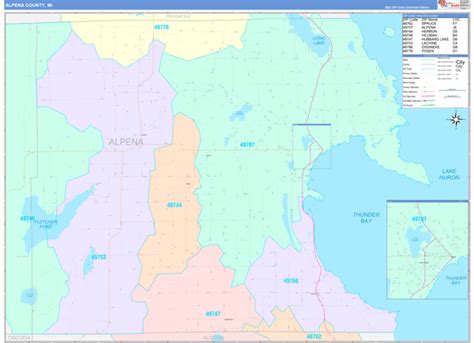 Alpena County Mi Wall Map Color Cast Style By Marketmaps Mapsales