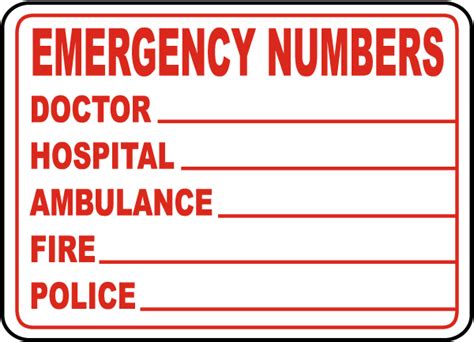 Emergency Phone Numbers Label Save 10 Instantly