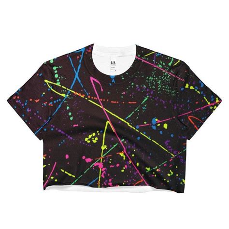 80s Clothing Splatter Paint Splatter Crop Top Rainbow Neon Etsy