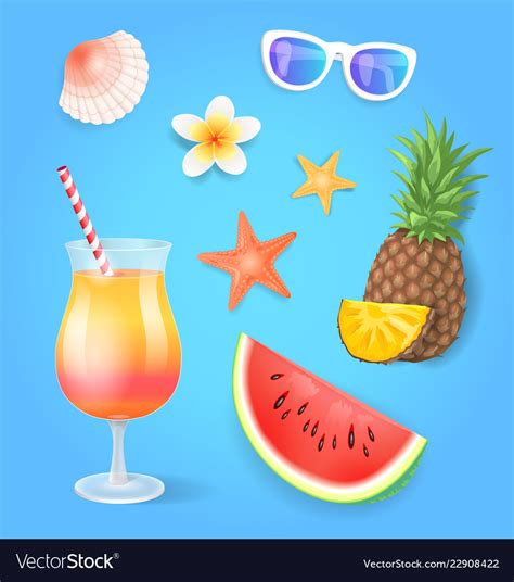 During summer season, days are longer and nights are shorter. Summer season pineapple set Royalty Free Vector Image