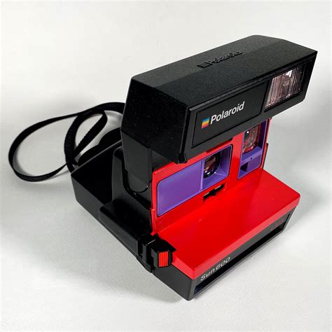 Polaroid Sun 600 With Upcycled Red And Purple Face Refreshed Cleaned