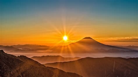 Mount Fuji Morning Sun Rising 4k Sun Wallpapers Nature