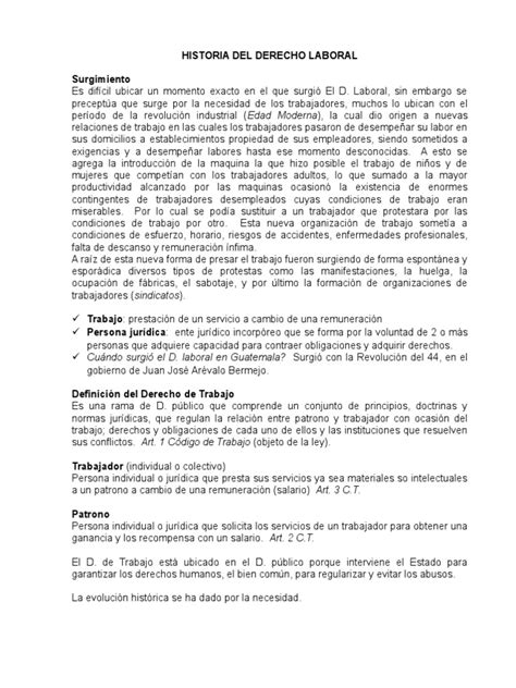 Historia Del Derecho Laboral Guatemalteco Pdf Derecho Laboral Virtud