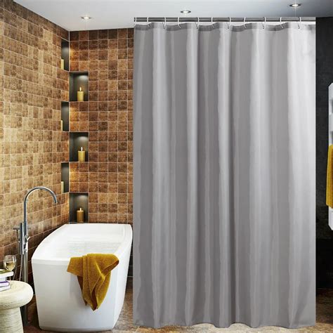 Polyester Bath Curtain Waterproof Shower Curtain Solid Gray Color Mildew Living Room Curtain 180