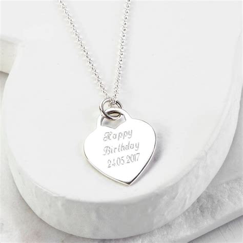 Sterling Silver Large Engravable Heart Necklace Etsy