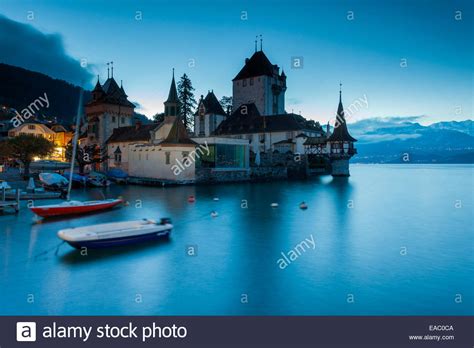 Oberhofen Castle On Lake Thun Canton Of Bern Switzerland Stock Photo