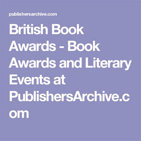 British Book Awards Book Awards And Literary Events At