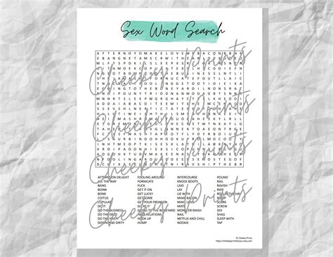 Sex Word Search Puzzle Printable Party Games Instant Download Challenging Pen And Paper Game