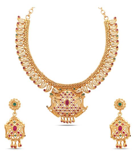 Kalyani Covering Brass Golden Collar 22kt Gold Plated Necklaces Set Buy Kalyani Covering Brass