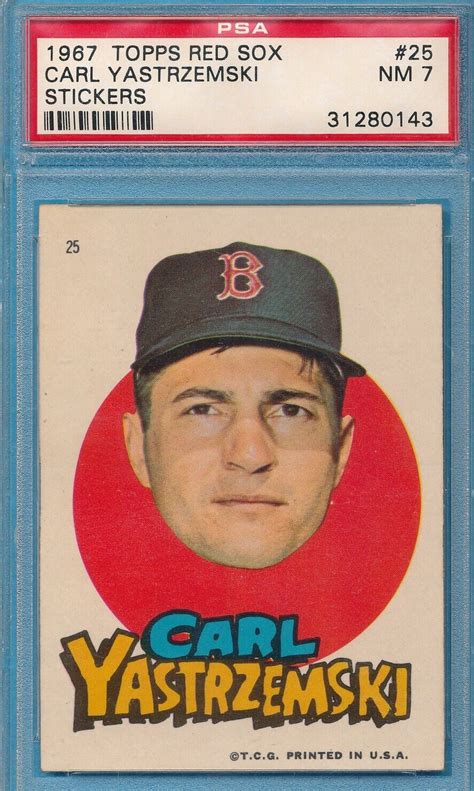 Test Issue Psa 7 Yastrzemski 1967 Topps Red Sox Sticker 25 Carl Graded