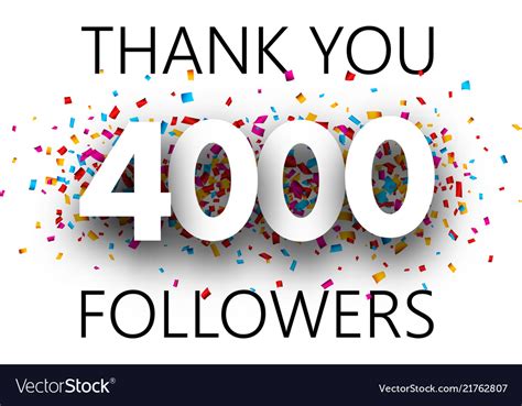 Thank You 4000 Followers Poster With Colorful Vector Image