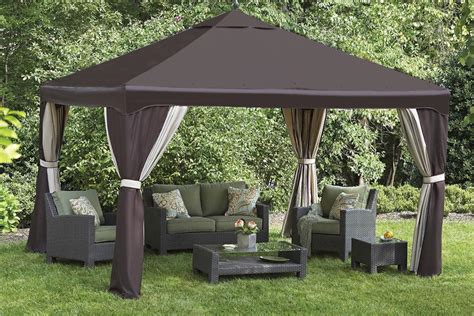 Canopy covers fit into a frame and are fixed in place with hook and loop tape. NEW Lowe's 10x12 Steel Gazebo Replacement Canopy — The ...