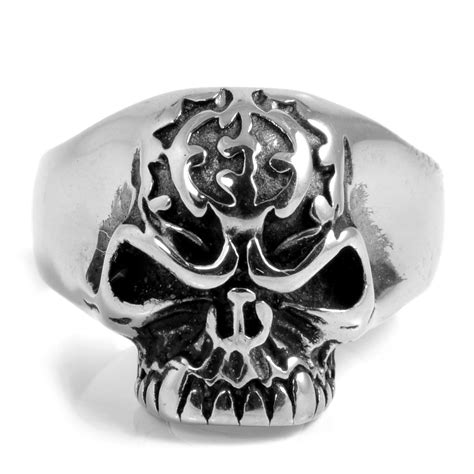 anillo de acero con diseño de calavera fantasma ¡en stock steelcz
