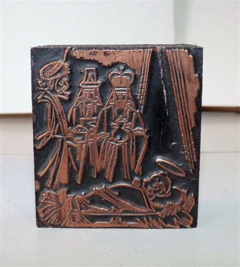 Antique Copper Kings Manger Scene Letterpress Wood Print Blocks