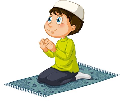 Happy Eid Greeting Illustration From Muslim Boy In Transparent